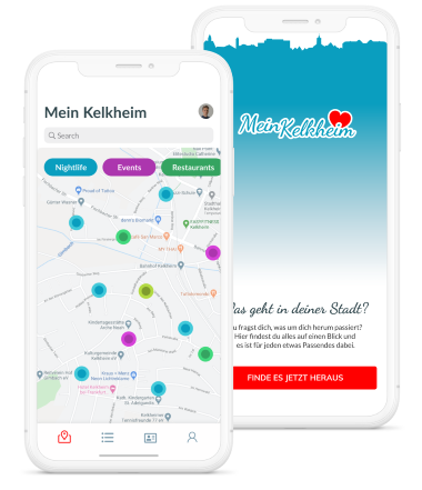 Bilder von Smartphones mit MeinKelkheim App geöffnet